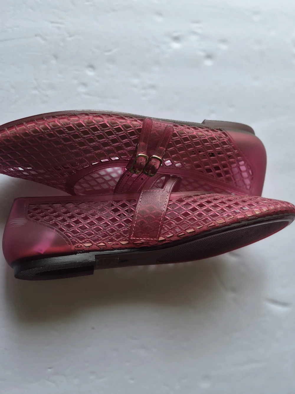 Roxxoni Pink Double-Strap Jellies Mary Jane Flats